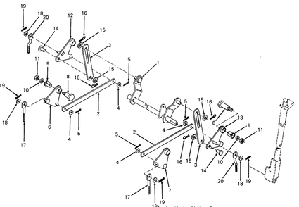 Deck Lift And Hanger Diagram and Parts List for 1320 147008-207400-130232100-131232F100-139232100 Cub Cadet Lawn Tractor